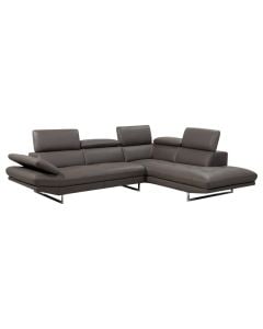 Corner sofa, right, textile upholstery, metal feet, dark grey, 280x224xH74 cm