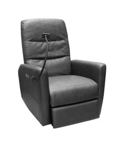 Electric recliner armchair, leather upholstery, black, 90x193xH51 cm