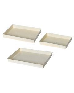 Decorative tray, set 3-pieces, metal, panna, 34x24xH3 cm