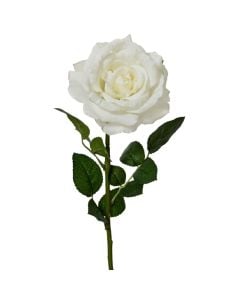 Artificial rose, polyester, white, 8xH55 cm