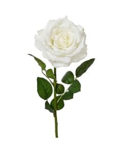 Artificial rose, polyestre, white, 13xH9 cm