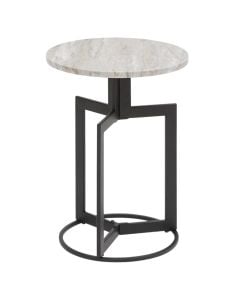 Tavolinë anësore, Tusco, mdf/çeliku, efekt mermeri/e zezë, Dia.35xH49.5 cm