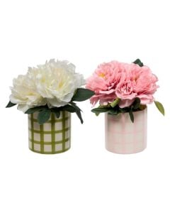 Artificial flower in pot, Peony, PE/dolomite, multicolor,17x16xH21.5 cm