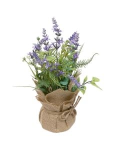 Lule artificiale në vazo, Lavander, jute/PE, shumëngjyrëshe, 22x22xH29 cm