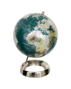 Decorative object, Globe, steel, green/gold, Dia.20xH28 cm