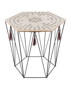 Tavolinë anësore, Kumi, mdf/metal, kafe/e zezë, 43.5x38xH40 cm