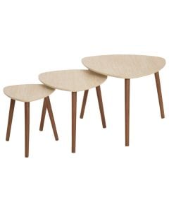 Tavolinë mesi, Mileo, set 3-copë, mdf, druri natyrale, 60x45xH60 cm