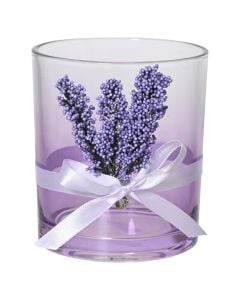 Tealight holder, glass, purple, Dia.9xH10 cm