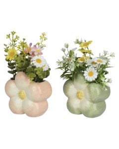 Decorative flower in pot, dolomite, assorted, 7x13.5xH23 cm