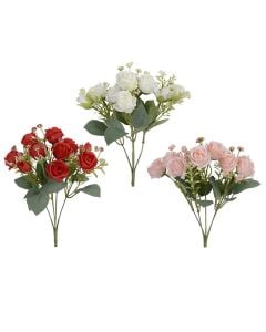 Rose bouquet, polyester, assorted, Dia.18xH20 cm