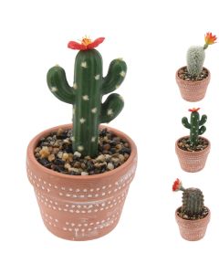 Artificial flower in pot, Cactus, polyester, multicolor, Dia.10xH20 cm