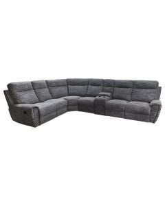 Divan modular, tapiceri tekstili, gri e errët, 270x220xH68 cm, me mekanizëm elektrik