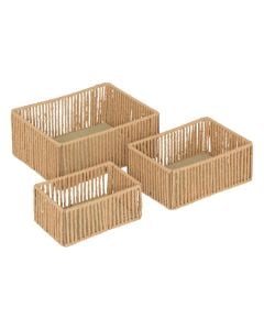 Shporta, set 3 copë, kashte, bezhë, 26x19.5xH11 cm