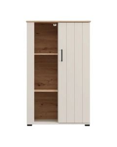 Raft ekspozitori, Lambeth, MDF dhe melaminë, bezhë e lehtë/lisi artizanal, 79x36xH127 cm