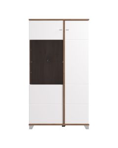 Raft ekspozitori, Burgundy, MDF dhe melaminë+xham, e bardhë opake/lisi, 78.5x40xH143 cm