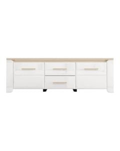 TV stand, Aberdeen, MDF and melamine, opaque white/light port oak, 154x40xH49.5 cm