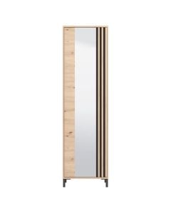 Side cabuinet, Laval, MDF and melamine+mirror, artisan oak/black, 54.5x40xH192.5 cm