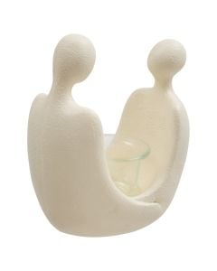 Tealight holder, Human, polyeresine, white, 15x9.5xH17 cm