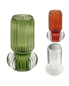 Vazo dekoruese, Loumi Luminous, qelqi, kafe/jeshile, Dia.11xH19.2 cm