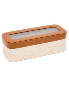 Watch box, Whiskey, carton with PU textile, cream and brown color, 24.5x10.3xH8.2 cm