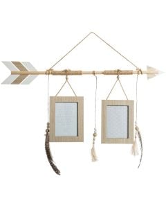 Photo frame, mdf/jute, beige, 57.5x1.1xH35 cm