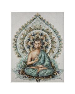 Pikturë në kanavacë, Buddha, mdf/poliestër, blu, 58x2.8xH78 cm