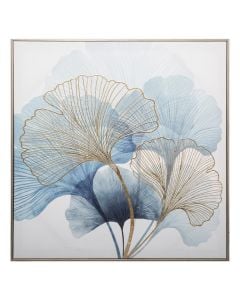 Printed canvas, Ginkgo, polystyrene/mdf, blue, 58x3.2xH58 cm