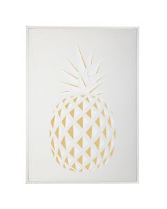 Printed canvas, pineapple, polyester/mdf, white/yellow, 50x2.5x70 cm