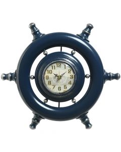 Wall clock, rudder, iron, dark blue, Ø42 xH11 cm