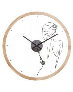 Wall clock, battery not included, Mily, wood/glass, beige, Ø45 cm