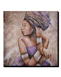 Pikturë, Grua Afrikane, në metal, 3D, 80x80 cm
