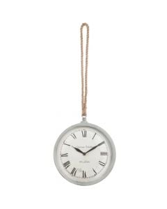 Wall clock, with rope, abs/glass/metal, white, 25.4x6.5xH27.5 cm