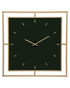 Wall clock, metal/glass, black/gold, 65x3.5xH65 cm