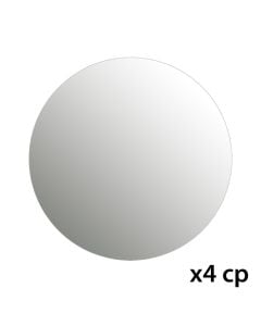 Set of 4 mirrors, round, with adhesive, glass, silver, 20x20XH0.2 cm