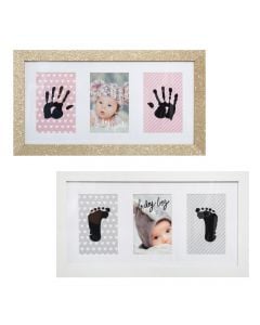 Kornizë  fotosh për fëmijë,  me printim, Mdf/xham/metal, e bardhë/flori, 44x1.5xH24cm