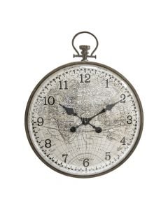 Wall clock, Globe, metal/Mdf/polyurethane, gray, 55x14cm