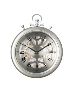 Wall clock, Gusset, metal/glass, silver, 40x7xH40cm
