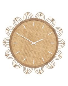 Wall clock, Lour, Mdf/rattan, brown, 65x4.5 cm