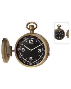 Wall clock, metal, gold/black, 27.5x10xH25 cm