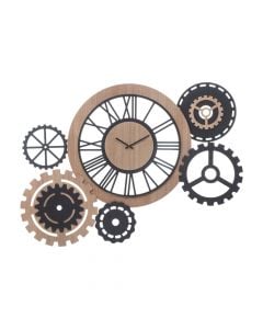 Wall clock, Abel, metal/wooden, brown/black, 100x70 cm