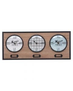 Wall clock, Natalino, mdf/metal, brown/black, 48x4xH20 cm