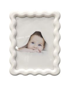 Photo frame, resine/glass, white, 22x17 cm