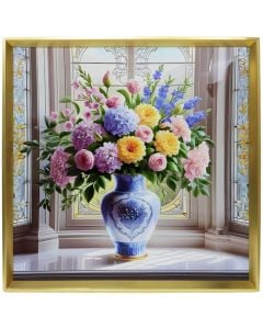 Printed picture, Flowers, mdf frame, multicolor, 60xH60 cm