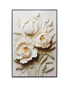 Printed picture, Flower, mdf frame, black/white, 40xH60 cm