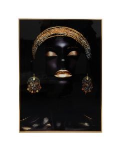 Picture, "Lady", metal frame, black/ gold, 50x70 cm
