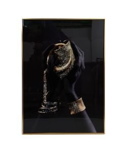 Picture, "Hands", metal frame, black/ gold, 50x70 cm