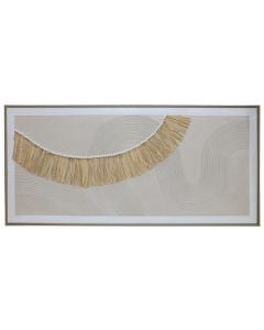 Printed picture, "Abstract", MDF frame, white/ beige, 70x150x3.5 cm