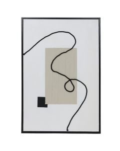 Printed picture, "Abstract", MDF frame, white/ beige, 60x90x3.5 cm