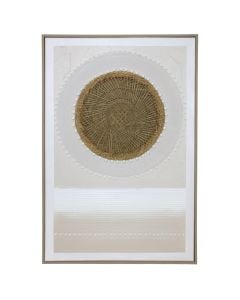 Printed picture, "Abstract", MDF frame, white/ beige, 80x120x3.5 cm