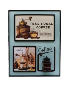 Printed picture, "Traditional Coffee", MDF frame, colorful, 60x80 cm